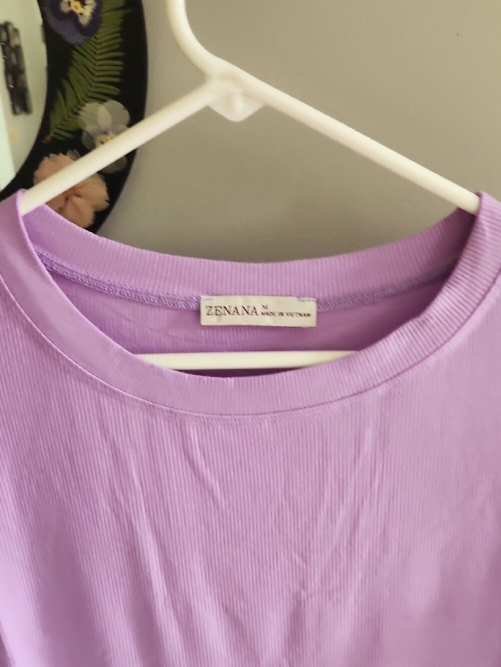 SALE! Zenana Outfitters Lavender Ribbed Boxy Crop Tee - Picture 3 of 4